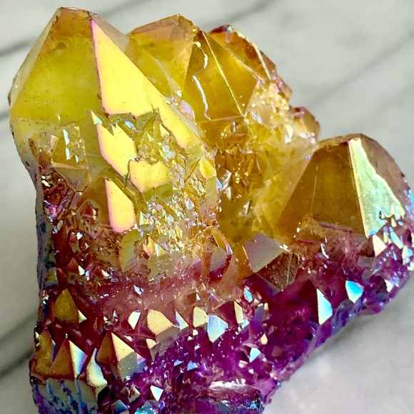 Yellow/Purple Aura Quartz Crystal - Picture 4 of 9